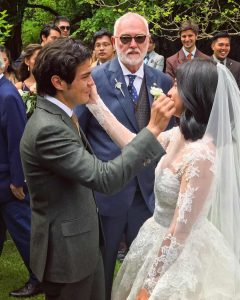 teary-eyed erwan looks to anne during the wedding