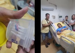 A mother admitted in UST Hospital due to opening a biscuit plastic wrapper
