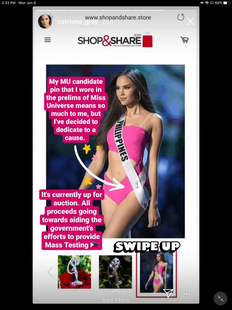 Catriona Gray auctions off Miss Universe 2018 candidate  prelim pin