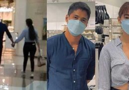 Aljur Abrenica and AJ Raval holding hands while walking inside a mall