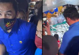 Manny Pacquiao shops for fish, vegetables, and meat in wet market