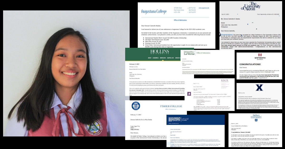 Cebu student has received US scholarship offers worth 55M pesos